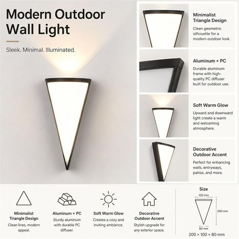 Black Die-Cast Aluminum & PC Wall Sconce, Pastoral Outdoor Wall Light, IP65 Waterproof Exterior Wall Lamp with Up Down, Porch Lighting Fixtures for Patio Entryway Courtyard Foyer Threshold in Kuwait