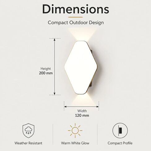 Modern Diamond LED Outdoor Wall Light, Black Die-Cast Aluminum & PC Wall Sconce, Waterproof Exterior Wall Lamp with Up Down, Porch Lighting Fixtures for Patio Entry Garden Foyer Threshold in Kuwait