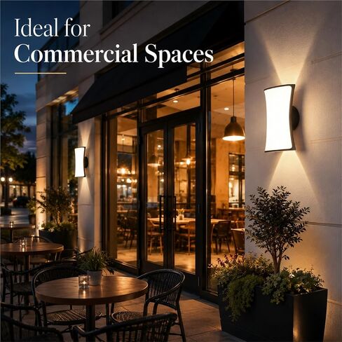 Black Die-Cast Aluminum & PC Wall Sconce, Simple LED Outdoor Wall Light, Waterproof Exterior Wall Lamp with Up Down, Porch Lighting Fixtures for Patio Garden Balcony Fence Foyer Threshold in Saudi Arabia