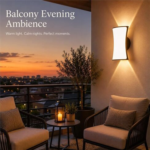 Black Die-Cast Aluminum & PC Wall Sconce, Simple LED Outdoor Wall Light, Waterproof Exterior Wall Lamp with Up Down, Porch Lighting Fixtures for Patio Garden Balcony Fence Foyer Threshold in Saudi Arabia