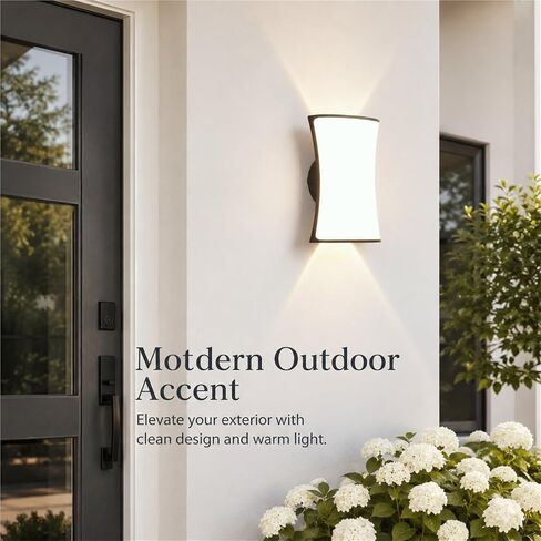Black Die-Cast Aluminum & PC Wall Sconce, Simple LED Outdoor Wall Light, Waterproof Exterior Wall Lamp with Up Down, Porch Lighting Fixtures for Patio Garden Balcony Fence Foyer Threshold in Saudi Arabia