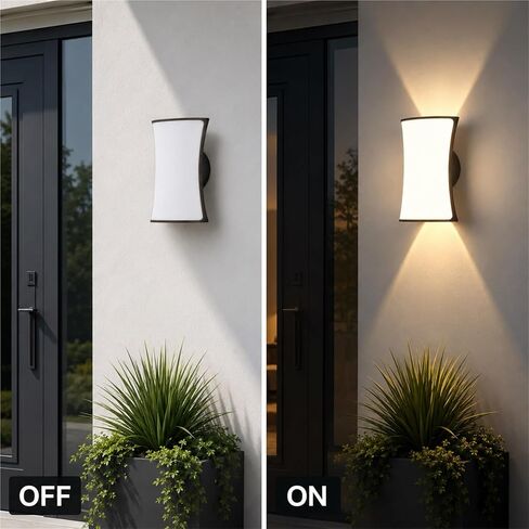 Black Die-Cast Aluminum & PC Wall Sconce, Simple LED Outdoor Wall Light, Waterproof Exterior Wall Lamp with Up Down, Porch Lighting Fixtures for Patio Garden Balcony Fence Foyer Threshold in Saudi Arabia