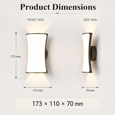 Black Die-Cast Aluminum & PC Wall Sconce, Simple LED Outdoor Wall Light, Waterproof Exterior Wall Lamp with Up Down, Porch Lighting Fixtures for Patio Garden Balcony Fence Foyer Threshold in Saudi Arabia