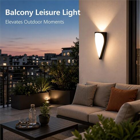 Modern Outdoor Wall Light, Black Die-Cast Aluminum & PC Wall Sconce, IP65 Waterproof Exterior Wall Lamp with Up Down, Porch Lighting Fixtures for Patio Entryway Yard Balcony Foyer Threshold in Kuwait