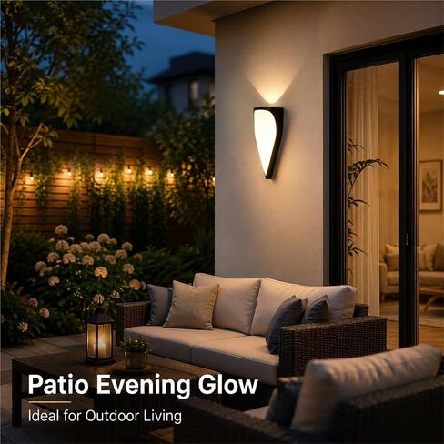 Modern Outdoor Wall Light, Black Die-Cast Aluminum & PC Wall Sconce, IP65 Waterproof Exterior Wall Lamp with Up Down, Porch Lighting Fixtures for Patio Entryway Yard Balcony Foyer Threshold in Kuwait