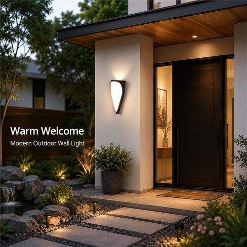 Modern Outdoor Wall Light, Black Die-Cast Aluminum & PC Wall Sconce, IP65 Waterproof Exterior Wall Lamp with Up Down, Porch Lighting Fixtures for Patio Entryway Yard Balcony Foyer Threshold in Kuwait