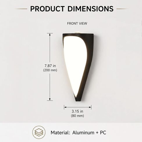 Modern Outdoor Wall Light, Black Die-Cast Aluminum & PC Wall Sconce, IP65 Waterproof Exterior Wall Lamp with Up Down, Porch Lighting Fixtures for Patio Entryway Yard Balcony Foyer Threshold in Kuwait