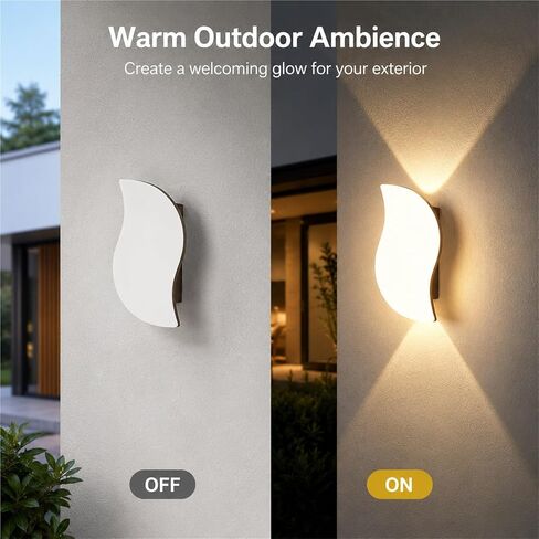 Waterproof Exterior Wall Lamp with Up Down, Pastoral Outdoor Wall Light, Black Die-Cast Aluminum & PC Wall Sconce, Porch Lighting Fixtures for Patio Entryway Yard Courtyard Foyer Threshold in Kuwait