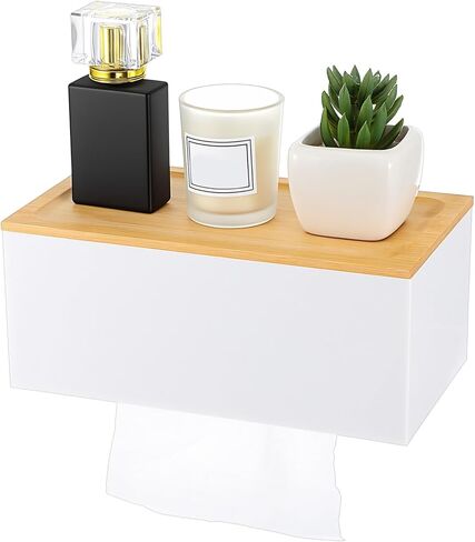 Bamboo Paper Towel Dispenser Wall Mount Paper Towel Holder with Lid for Home and Commercial C Fold, Z fold & Trifold Hand Towels, Adhesive Hand Towel Holder for Bathroom Kitchen Decor in Kuwait
