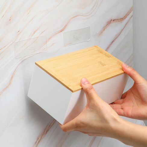 Bamboo Paper Towel Dispenser Wall Mount Paper Towel Holder with Lid for Home and Commercial C Fold, Z fold & Trifold Hand Towels, Adhesive Hand Towel Holder for Bathroom Kitchen Decor in Kuwait