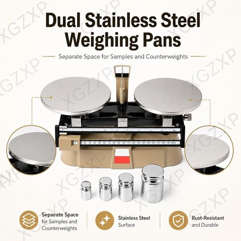 Double Pan Balance Scale, Mechanical Double Pan Balance with 0.1g Graduation, 2000g Capacity, Stainless Steel, Zero Adjustment and 4-piece Weight Set, for Colleges, Laboratory in Kuwait