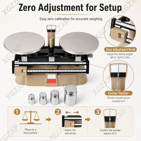 Double Pan Balance Scale, Mechanical Double Pan Balance with 0.1g Graduation, 2000g Capacity, Stainless Steel, Zero Adjustment and 4-piece Weight Set, for Colleges, Laboratory in Kuwait
