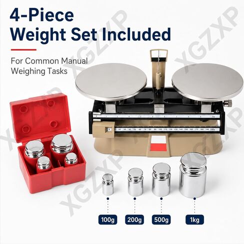 Double Pan Balance Scale, Mechanical Double Pan Balance with 0.1g Graduation, 2000g Capacity, Stainless Steel, Zero Adjustment and 4-piece Weight Set, for Colleges, Laboratory in Kuwait