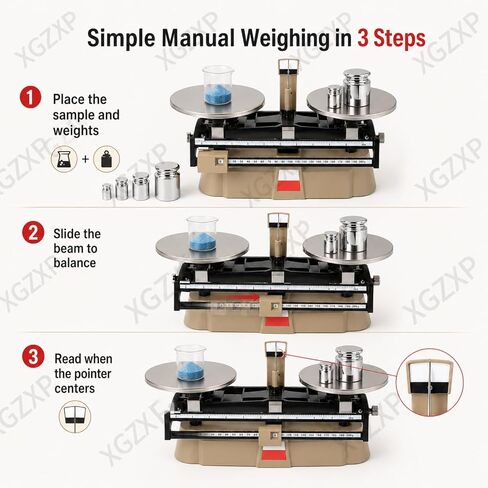 Double Pan Balance Scale, Mechanical Double Pan Balance with 0.1g Graduation, 2000g Capacity, Stainless Steel, Zero Adjustment and 4-piece Weight Set, for Colleges, Laboratory in Kuwait