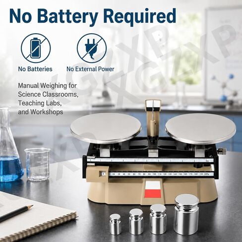 Double Pan Balance Scale, Mechanical Double Pan Balance with 0.1g Graduation, 2000g Capacity, Stainless Steel, Zero Adjustment and 4-piece Weight Set, for Colleges, Laboratory in Kuwait