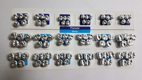 90PCS:Dental Aluminum Temporary Crown (Premolar 6sizes + Molar 12sizes) *5EA in Kuwait