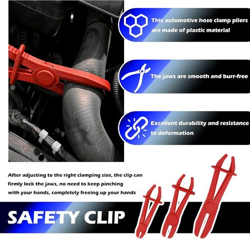 3PCS Hose Pinch off Pliers of 3 Sizes,Multi-Purpose Fuel/Brake/Radiator Hoses Clamp Pliers with Non-Slip Grip,Hose Pinch Plier as Hoses Clamp Plier for Auto Repair & Maintenance in Kuwait