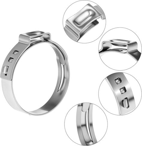 QWORK 116PCS 304 Stainless Steel Ear Hose Clamp Assortment Kit with Pincer 6-28.6mm Single Ear Stepless Crimp Clamps for Fuel Line Pipe Auto Home Appliance Maintenance in Kuwait