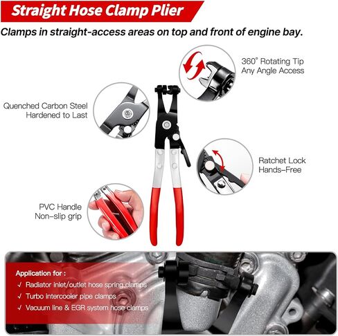4Pcs Hose Clamp Pliers Set — Straight Clamp Tool, Removal Plier, Large & Small Jaw Fuel Line Tools for Radiator, Fuel & Vacuum Line Repair, Oxford Storage Bag in Kuwait