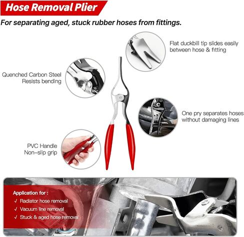 4Pcs Hose Clamp Pliers Set — Straight Clamp Tool, Removal Plier, Large & Small Jaw Fuel Line Tools for Radiator, Fuel & Vacuum Line Repair, Oxford Storage Bag in Kuwait