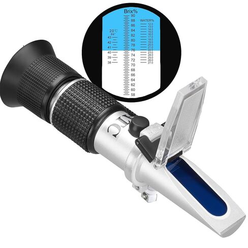 Honey Refractometer Maple Syrup for Brix (58-90%), Moisture (12-27%) and Baume, Accurate Brix Refractomer with ATC, 3-in-1 Sugar Tester for Honey, Maple Syrup, Molasses, Beekeeping Supplies in Kuwait