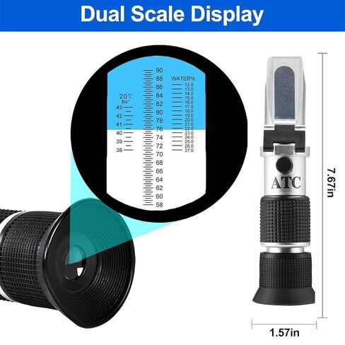 Honey Refractometer Maple Syrup for Brix (58-90%), Moisture (12-27%) and Baume, Accurate Brix Refractomer with ATC, 3-in-1 Sugar Tester for Honey, Maple Syrup, Molasses, Beekeeping Supplies in Kuwait