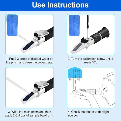Honey Refractometer Maple Syrup for Brix (58-90%), Moisture (12-27%) and Baume, Accurate Brix Refractomer with ATC, 3-in-1 Sugar Tester for Honey, Maple Syrup, Molasses, Beekeeping Supplies in Kuwait