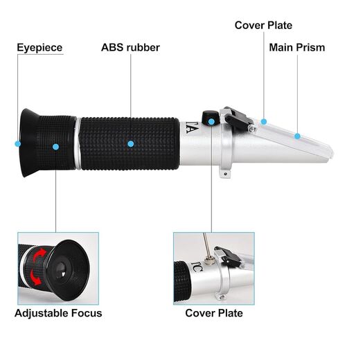 Honey Refractometer Maple Syrup for Brix (58-90%), Moisture (12-27%) and Baume, Accurate Brix Refractomer with ATC, 3-in-1 Sugar Tester for Honey, Maple Syrup, Molasses, Beekeeping Supplies in Kuwait