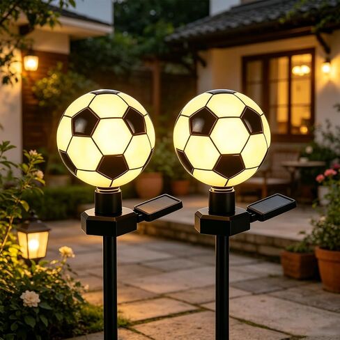 ضوء شمسي رياضي ممتع على شكل كرة قدم لتزيين الحديقة، كرة قدم LED مقاومة للماء لتزيين الحديقة لمسار الفناء، إضاءة المناظر الطبيعية المتوهجة الدافئة لعشاق الرياضة في الفناء (4 قطع) in Kuwait