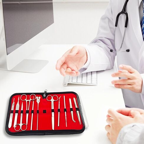 11 Pcs Surgical Suture Training Kit with Silicone Practice Pad, Stainless Steel Instrument Set, Medical Student Suture Kit for Skill Development, Silver in Kuwait