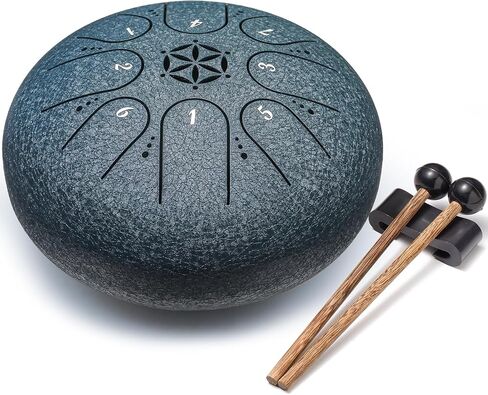 Steel Tongue Drum 6 Inch 8 Notes Musical Instrument | Percussion for Calming, Meditation, Music Gift for Adults Beginners (Malachite) in Kuwait