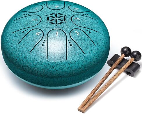 Steel Tongue Drum 6 Inch 8 Notes Musical Instrument | Percussion for Calming, Meditation, Music Gift for Adults Beginners (Malachite) in Kuwait