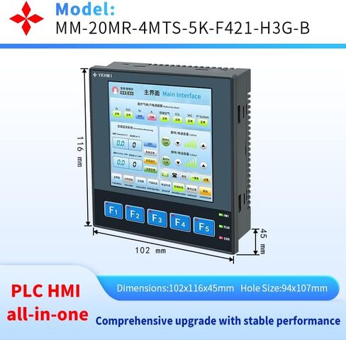 4.2 بوصة 20MR FX3G PLC HMI الكل في واحد وحدة تحكم منطقية قابلة للبرمجة، 12 مدخل 8 مخرج مرحل، تناظري مدمج 2AD، 2DA، 5 مفاتيح، 2 درجة حرارة NTC10K -50-100 درجة مئوية، 2 نبض عالي السرعة 100 كيلو هرتز in Kuwait