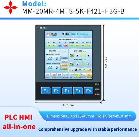 4.2 بوصة 20MR FX3G PLC HMI الكل في واحد وحدة تحكم منطقية قابلة للبرمجة، 12 مدخل 8 مخرج مرحل، تناظري مدمج 2AD، 2DA، 5 مفاتيح، 2 درجة حرارة NTC10K -50-100 درجة مئوية، 2 نبض عالي السرعة 100 كيلو هرتز in Kuwait