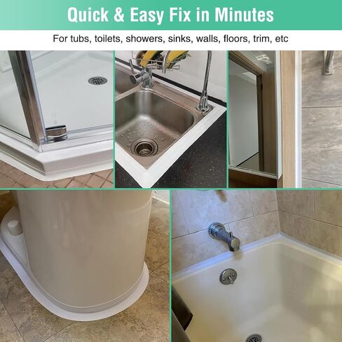 White Caulk Tape Bathroom Easy DIY Sealant Solution Peel & Stick for Bathtubs Toilets Walls Floors Tiles Wallpaper Edges, Quick & Mess-Free Waterproof Sealing, Create a Clean Finished Look in Minutes in Saudi Arabia
