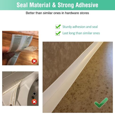 White Caulk Tape Bathroom Easy DIY Sealant Solution Peel & Stick for Bathtubs Toilets Walls Floors Tiles Wallpaper Edges, Quick & Mess-Free Waterproof Sealing, Create a Clean Finished Look in Minutes in Saudi Arabia