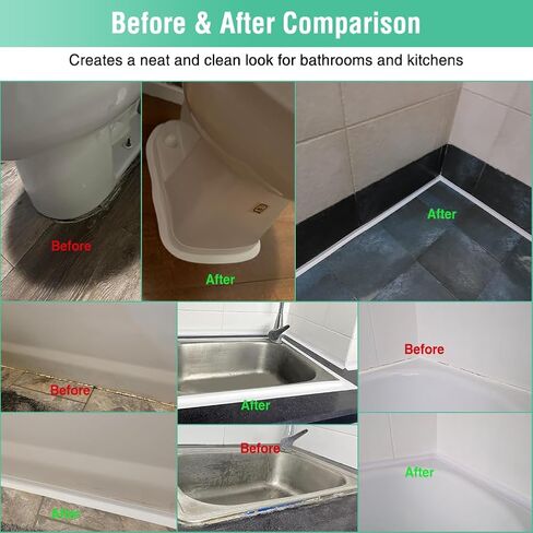 White Caulk Tape Bathroom Easy DIY Sealant Solution Peel & Stick for Bathtubs Toilets Walls Floors Tiles Wallpaper Edges, Quick & Mess-Free Waterproof Sealing, Create a Clean Finished Look in Minutes in Saudi Arabia