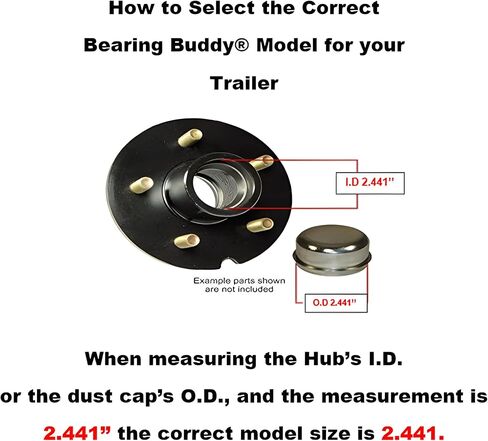 Bearing Buddy 2441 - USA-Made Chrome Plated Wheel Bearing Protectors w/ 23B Bra - Trailer Hub Dust Cap Replacement for Boats, ATVs, Utility Trailers & More - Only Fits Hubs w/a 2.441" Inside Diameter in Kuwait