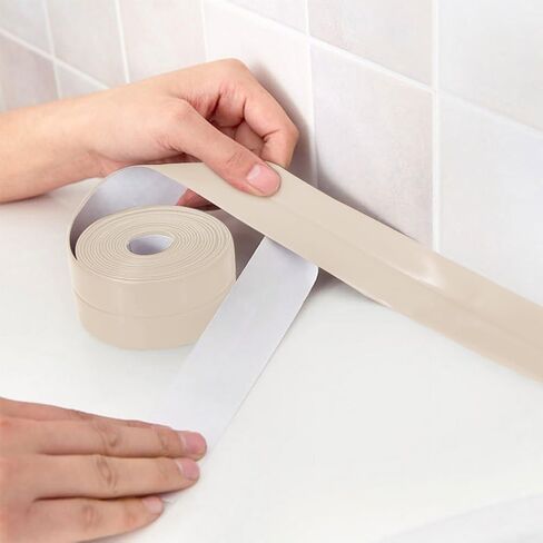 White Caulk Tape Bathroom Easy DIY Sealant Solution Peel & Stick for Bathtubs Toilets Walls Floors Tiles Wallpaper Edges, Quick & Mess-Free Waterproof Sealing, Create a Clean Finished Look in Minutes in Saudi Arabia