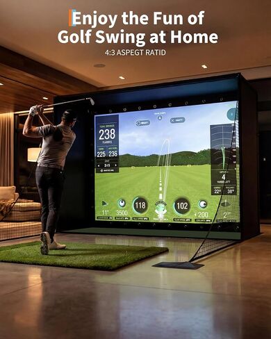 11' x 8' Complete Golf Simulator Enclosure Package, 4K-Ready Impact Screen with Blackout Enclosure Cage, Frame Poles, Side Nets & Sandbags, Easy Setup for Indoor/Garage Practice in Kuwait