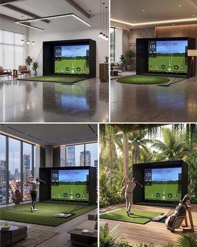 11' x 8' Complete Golf Simulator Enclosure Package, 4K-Ready Impact Screen with Blackout Enclosure Cage, Frame Poles, Side Nets & Sandbags, Easy Setup for Indoor/Garage Practice in Kuwait