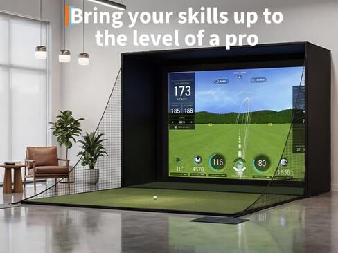 11' x 8' Complete Golf Simulator Enclosure Package, 4K-Ready Impact Screen with Blackout Enclosure Cage, Frame Poles, Side Nets & Sandbags, Easy Setup for Indoor/Garage Practice in Kuwait