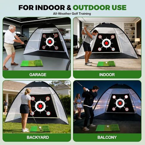 Golf Net 10x7FT All-in-One with Tri-Turf Practice Mat, Ball, Target & Carry Bag, Backyard & Indoor Outdoor Golf Hitting Net for Driving, Chipping, Swing Training, Golf Gift for Men, Dad, Him, Golfer in Kuwait