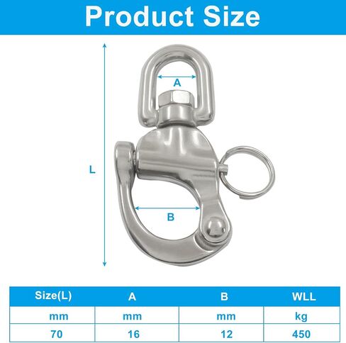 Murtenze Snap Shackle, Quick Release Swivel Marine Grade Boat Shackles, 316 Stainless Steel Sailing Halyard Sailboat Hardware for Sailing Rigging, Spinnaker Halyard in Saudi Arabia