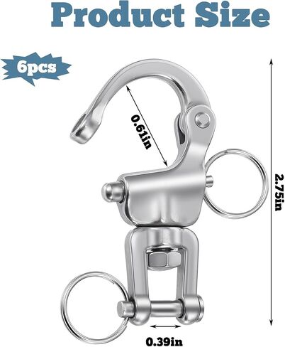 6 Pack Snap Shackle Sailing Halyard, 316 Stainless Steel Clevis Swivel Jaw Swivel Shackle Quick Release Snap Hook Snap Shackle for Sailboat Spinnaker Halyard Diving in Saudi Arabia