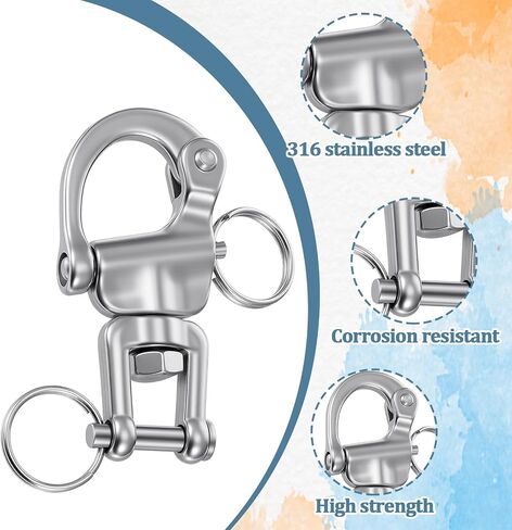 6 Pack Snap Shackle Sailing Halyard, 316 Stainless Steel Clevis Swivel Jaw Swivel Shackle Quick Release Snap Hook Snap Shackle for Sailboat Spinnaker Halyard Diving in Saudi Arabia
