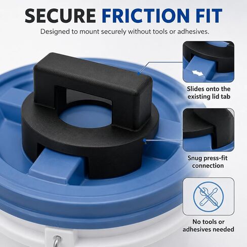 Lid Opener Adapter for Gamma Seal Lids – Easy-Grip Twist Handle | No-Slip Leverage Assist | Fits 3.5 5 7 Gallon Bucket Lids | Food Storage Prep Container Accessory in Saudi Arabia