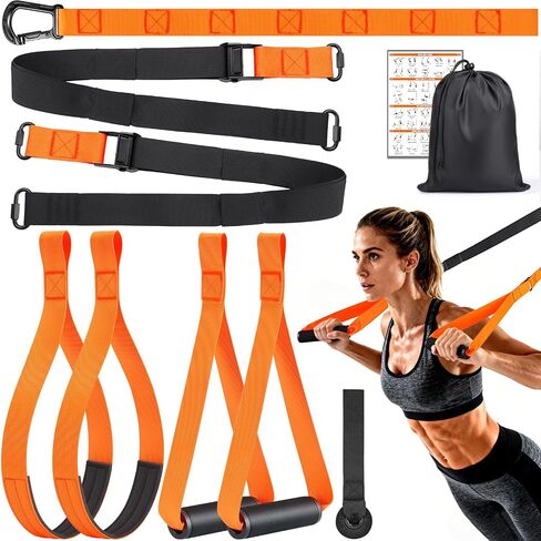 TOBWOLF Home Suspension Straps Training Kit, Compact Resistance Training Straps with Built-in Door Anchor, Suitable for Home Gyms, Travel, Core Training & Full-Body Fitness in Kuwait
