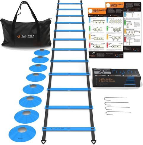 Agility Ladder Set, 12-Rung Speed Ladder + Training Cones, Soccer Training Equipment, Footwork Drills Kit, Speed & Agility Equipment, Football Practice Equipment, Basketball Gear in Kuwait