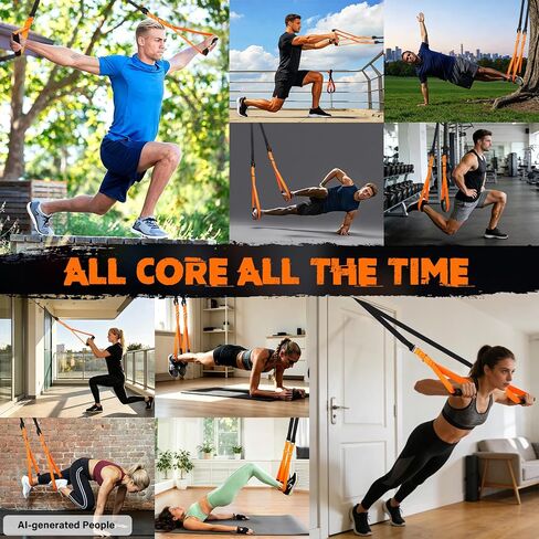 TOBWOLF Home Suspension Straps Training Kit, Compact Resistance Training Straps with Built-in Door Anchor, Suitable for Home Gyms, Travel, Core Training & Full-Body Fitness in Kuwait